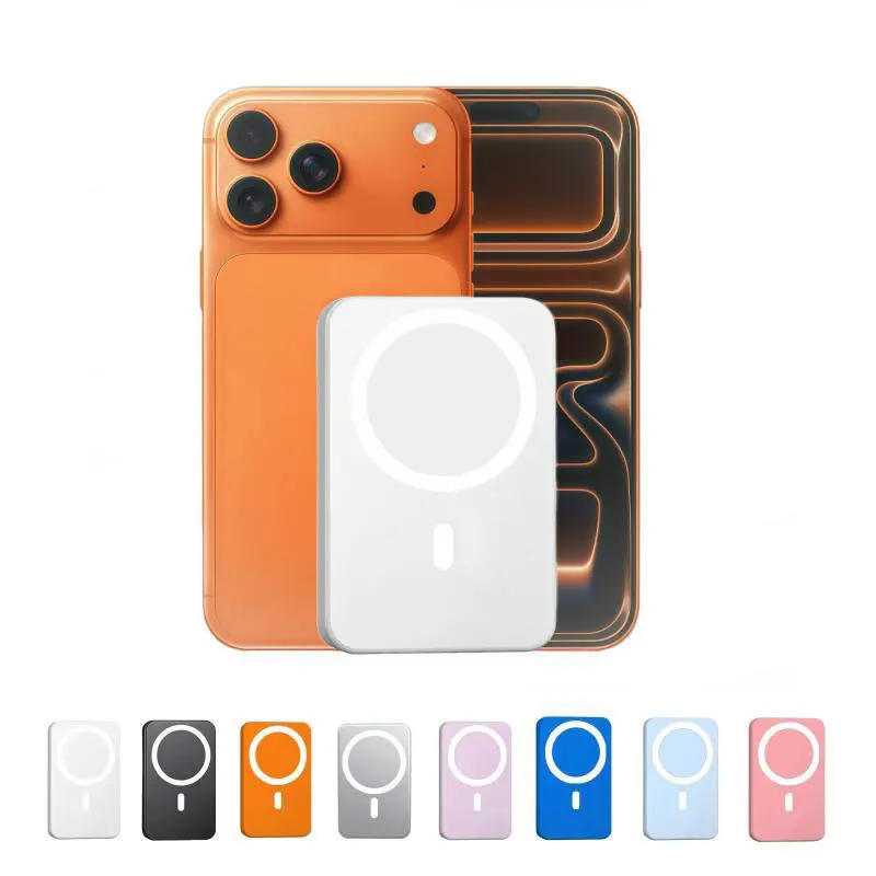 5000mAh Magnetic Power Bank for iPhone 12–17 Series, Works Best with MagSafe Case or No Case, Portable Wireless Charger