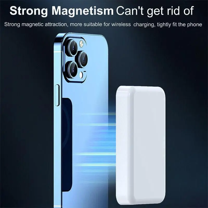 5000mAh Magnetic Power Bank for iPhone 12–17 Series, Works Best with MagSafe Case or No Case, Portable Wireless Charger