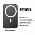 5000mAh Magnetic Power Bank for iPhone 12–17 Series, Works Best with MagSafe Case or No Case, Portable Wireless Charger